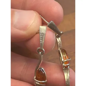 925 Sterling silver earrings v98 3.23g 1.5inch thumbnail 3