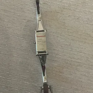 Gucci Silver and Gold Rectangular Watch with Metal Link Band thumbnail 3