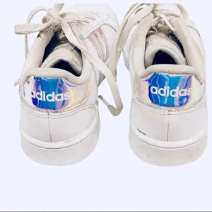 Adidas Holographic White Sneakers Shoes M3 W 4.5 5 Athletic Retro Metallic thumbnail 3