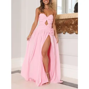 NEW Hello Molly The Rosette Gown Pink High Slit Formal Maxi Dress Womens sz XS 2 thumbnail 10
