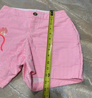 Lilly Pulitzer Pink Striped Shorts with Embellished Design Women’s 6 / Read Description The waist was modified and now is 24 inches. This short is for a girl with small waist (Please See the pics) thumbnail 8