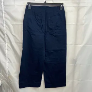 LOFT women's navy blue seamed cotton linen wide leg casual high waisted pants 2‎ thumbnail 5
