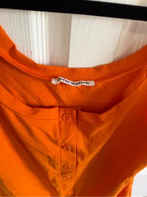 Reformation Dante Midi Dress Button Stretchy Orange Size Large thumbnail 3