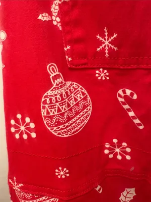 Christmas Red Printed Women’s Jeans Overalls with Holiday Motif size Large new thumbnail 4