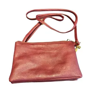 Wine Red faux leather Crossbody Bag With Gold Accents & Adjustable Strap Wine Re thumbnail 1