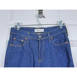 Abercrombie & Fitch Curve Love Low Rise Baggy Jeans Size 25 Long Dark Wash thumbnail 5