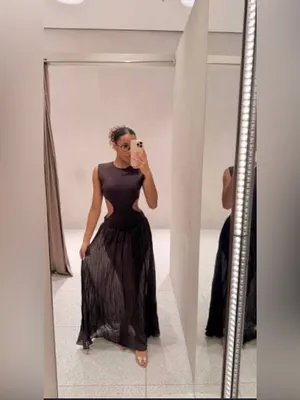 Zara maxi cut out brown maxi dress thumbnail 2