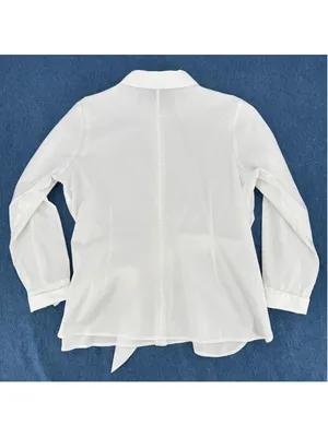 J Jill White Blouse Off Center Sash Tied Waist Preppy Office Siren Chic Polished thumbnail 3