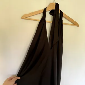 NWT Hello Molly slip dress halter neckline‎ women's size XL satin black mini thumbnail 3