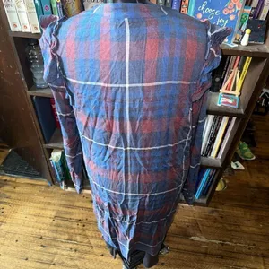 Anthropologie Cloth & Stone plaid ruffled L shirt dress thumbnail 2