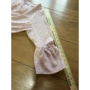 ELLE Women Size L Bell Sleeve Blouse Pink Polka Dots Polyester‎ Lightweight Boho thumbnail 6