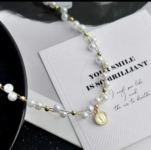 Vintage fashion Gold Plated Pearl Necklace thumbnail 1