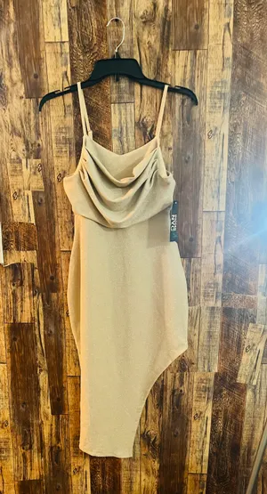 Steve Madden Madden NYC Champagne Sparkle Asymmetrical Hem Party Dress size medium thumbnail 3