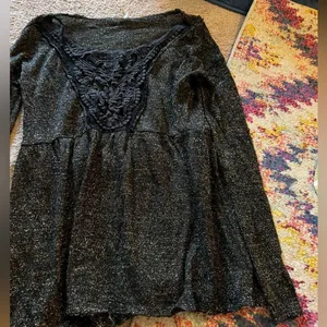 Free people xs black‎ sparkly blouse thumbnail 1