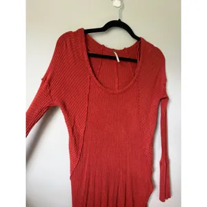 Free People Drippy Ventura Top Women XS Rust Waffle Knit Thermal Boho Red Orange thumbnail 3