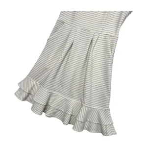 Anthropologie Maeve Dress Womens 4 Ivory Striped Fit Flare Ruffle Party Cottage thumbnail 6