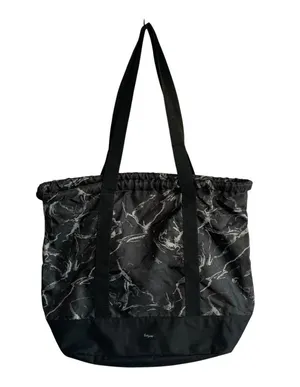 Thirty One Cinch Utility Tote Black Midnight Marble Reusable Double Strap thumbnail 1
