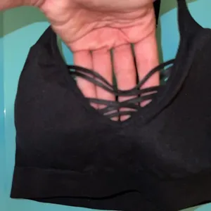 Strappy sports bra black corset style size M thumbnail 2
