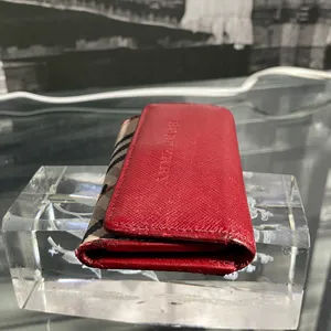 Authentic Rare Burberry Red Leather Nova Check Key Case thumbnail 12
