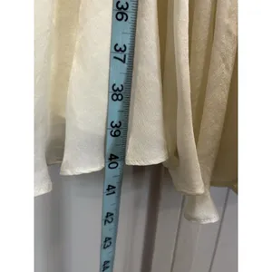 Anne Klein Silk V-Neck Midi Dress Champagne Gathered Zip‎ Flowy Size 12 thumbnail 3