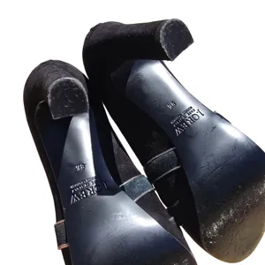 J. Crew Collection Black Teal Suede Peep Toe Platform‎ Heels Made in Italy 8.5 thumbnail 7