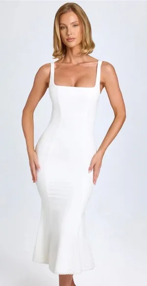 Oh Polly Petula Lace Trim Midaxi Midi Dress in White size 8 New Sleeveless thumbnail 1