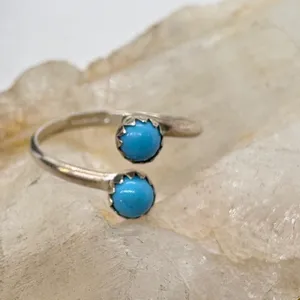 Sterling Silver Kingman Turquoise Adjustable Bypass Ring Size 5.5 0.83g thumbnail 2