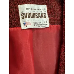 80s Country Suburban Dark Red Tweed Blazer 12 Made in‎ USA Notch Collar Vintage thumbnail 3