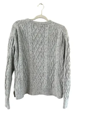 J. Crew Heather Gray Cable-Knit Crew Sweater thumbnail 3