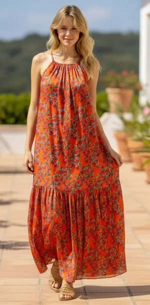 FRNCH Aneth Floral Silk Blend Sleeveless Maxi Dress Womens Size Small Boho thumbnail 1