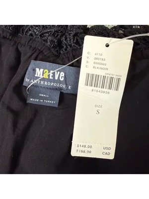 NWT Maeve Anthropologie Lace Off The Shoulder Blouse Womens Small Black Goth thumbnail 4