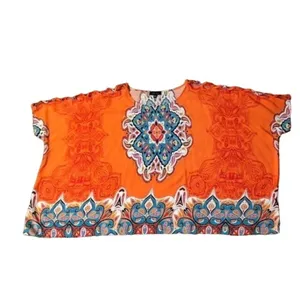 Melissa Paige Blouse Womens L Used Orange Blue thumbnail 8