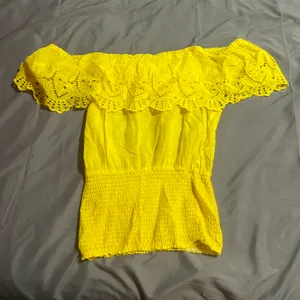 Arden B Yellow Off The Shoulder Blouse thumbnail 1