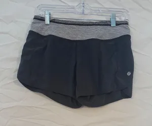 lululemon athletica Dark Grey Turbo Run Unlined Shorts with Gray Waistband thumbnail 1