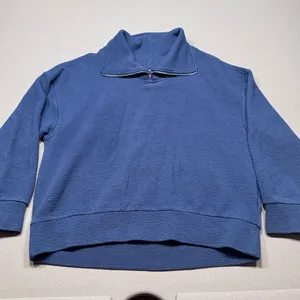 CALIA by Carrie Underwood Slate Blue Quarter-Zip Textured Pullover thumbnail 1