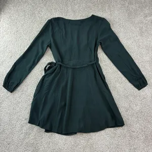 Abercrombie &‎ Fitch Wrap Mini Dress Womens S Green Long Sleeve Romantic Modest thumbnail 8