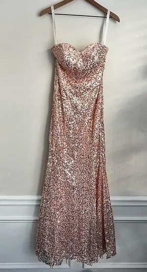 Azazie pink Sequin maxi Dress Estrella mermaid 6 thumbnail 1