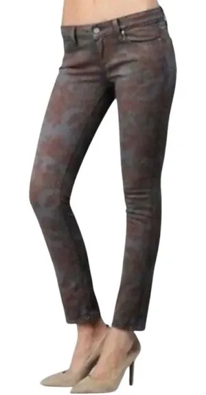 Paige 29 Skyline Ankle Peg Boho Chic Autumn Fall Floral Print Denim Jeans Pants thumbnail 1