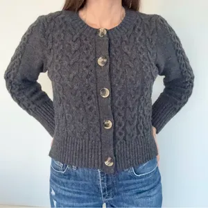 MAEVE By Anthropologie Charcoal Cable Knit Cardigan • Sz S thumbnail 3