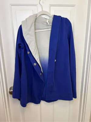 lululemon hoodie button cardigan sweater size 8 blue cotton cozy oversized fall thumbnail 2