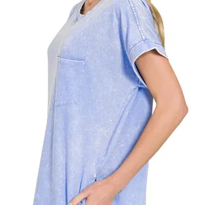 Zenana Washed Exposed‎ Seam Short Sleeve T-Shirt Dress thumbnail 2