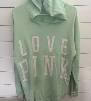 Victoria's Secret PINK Women's Mint‎ Green Graphic Hoodie Size M thumbnail 1