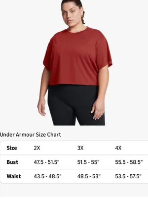 Under Armour Womens Boxy Crop Logo Short Sleeve T Shirt Orange/Black. Size 3XL thumbnail 3