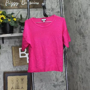 NWT Sam & Jess Short-Sleeve Embellished Sweater TA93148768AS Electric Pink M thumbnail 5