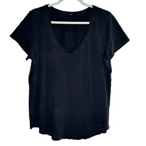 Lululemon Love Tee‎ V Black Short Sleeve V-Neck T-Shirt Curved Hem FLAW thumbnail 1