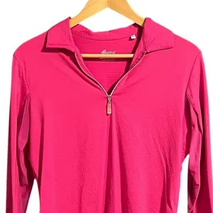 Bette & Court Swing Pink UPF 50 Quarter Zip Golf Top Moisture Wicking Large thumbnail 3