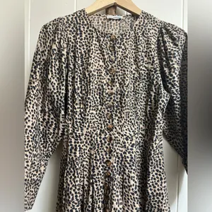 ULLA JOHNSON Bernadette‎ Dress Brown Black Cheetah Animal Print Midi Safari thumbnail 4
