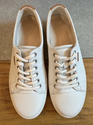 ECCO Soft 7 White Leather Lace Up Sneakers Size 6 - 6.5 thumbnail 4