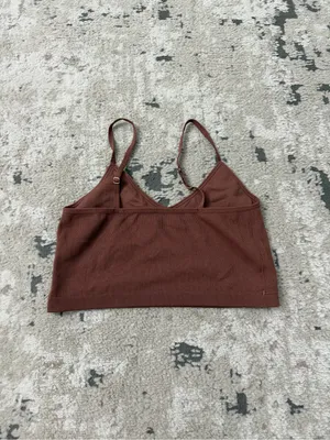 Abercrombie & Fitch Brown Ribbed Crop Tank Size Large thumbnail 2