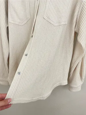 Aerie Cake Batter Anytime Fave Waffle Shirt Oversized Shacket‎ Size XS thumbnail 7